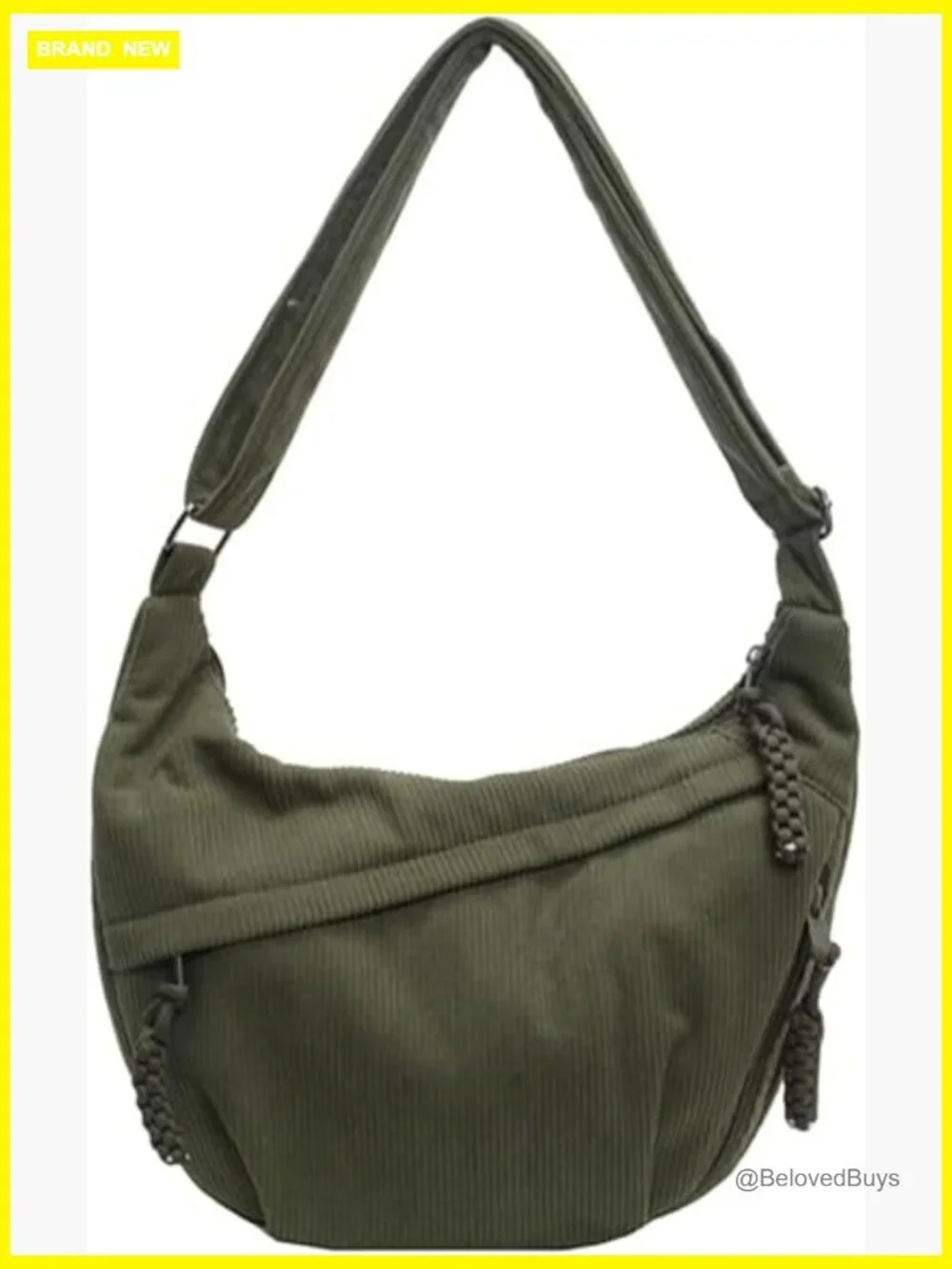 Crescent Shoulder Bag Nylon Canvas Corduroy Crossbody Slouchy Hobo Purse Retro